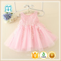 filles grand arc robe broderie rose robe crémeuse pour les enfants anniversaire BD vêtements de jour pour chilsren